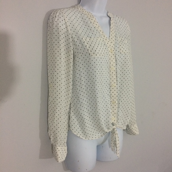 Candies Womens XS Black & White Polkadot Lace Top - Picture 3 of 7